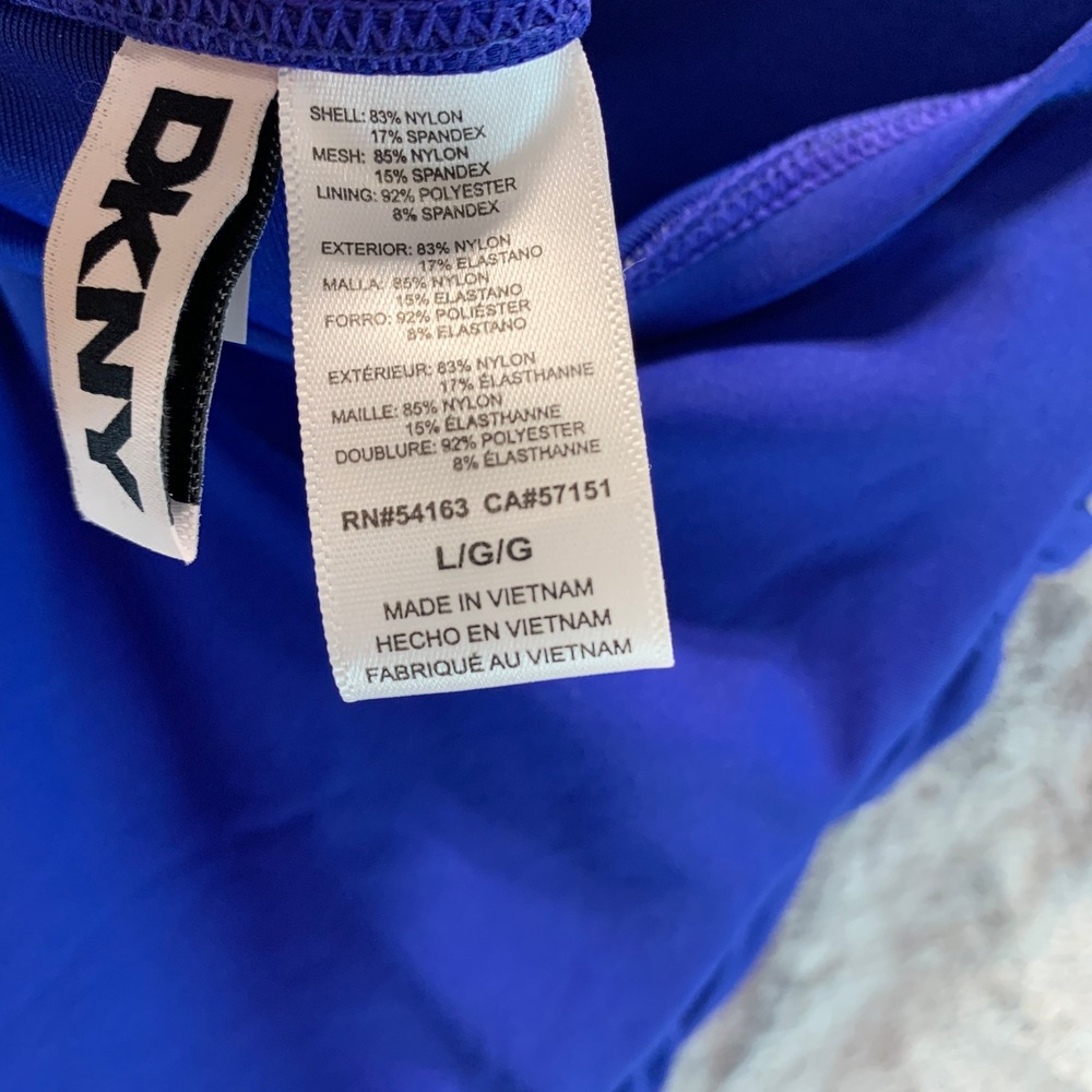DKNY Womens Royal Blue Ruched Bandeau One Piece Swimsuit DIMMS605 L - Picture 5 of 7